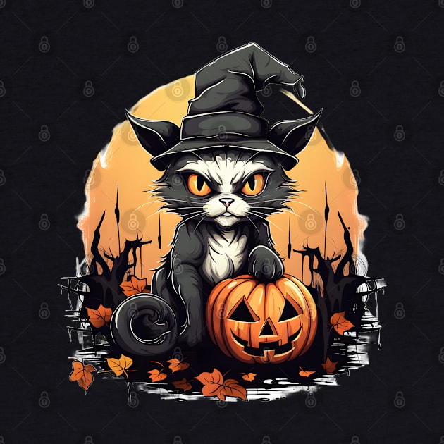 Angry Cat Funny Hallowen Spooky Gift by Merchweaver